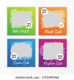 Abstract template post for social media ad. Web banner with gradient color. Big sale. Fashion sale. Flash sale. Super Sale.