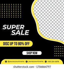Abstract template post for social media, template for fashion sale ads, vector illustration