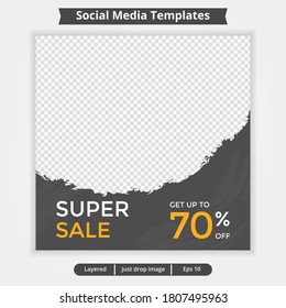 Abstract template post for social media ad. Web banner for promotion. Design with yellow and black color