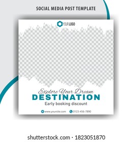 Abstract Template Post For Social Media Ad, Design For Travel Ads