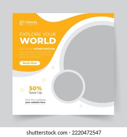 Abstract template post for social media ad, design for travel ads