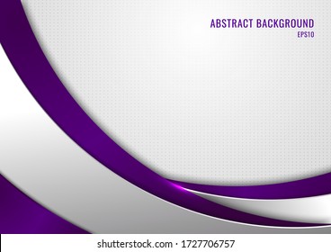 Abstract template purple and gray curve on square pattern white background. Technology concept. Vector illustration
