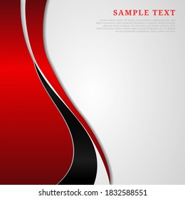 Abstract template red and black curve with copy space for text on white background. Modern style. Vector illustration