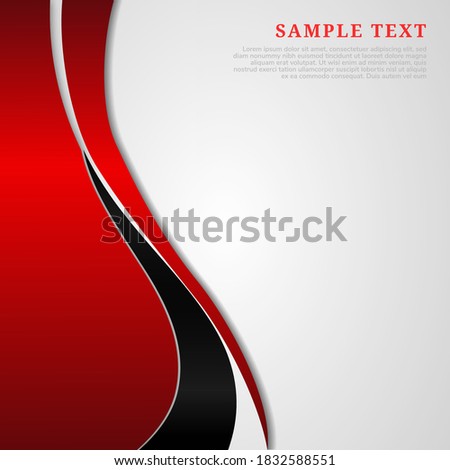 Abstract template red and black curve with copy space for text on white background. Modern style. Vector illustration