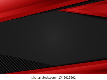 Abstract template red geometric triangles contrast black background. You can use for corporate design, cover brochure, book, banner web, advertising, poster, leaflet, flyer. Vector illustration