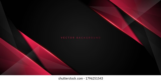 Abstract template red metallic overlap with red light modern technology style on black background. Vector  illustration