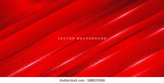 Abstract template red stripes with red neon light decor square pattern. technology concept. Vector illustration