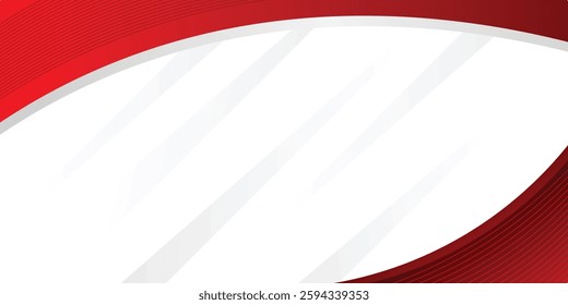 Abstract template red and white curve overlapping layers background with gray geometric line decoration. technology futuristic concept. You can use for brochure cover design, banner web, print ad