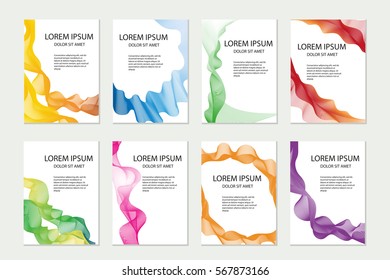 Abstract template set for brochures, corporate identity, flyer, poster. Company style collection with colored waves. Vector illustration