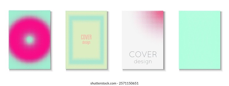 Abstract Template Set. Cool Memphis Art With Circles. Linear Shapes For Brand Folder. Dot Flyer. Minimalist Music Texture. Geometric Wave Poster. Trendy Abstract Template