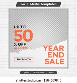 Abstract template for social media ad, year end sale, social media post
