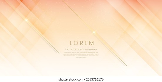 Abstract template soft yellow and orange gradient geometric diagonal with golden lines sparkle. Luxury modern. You can use for ad, poster, template, business presentation. Vector illustration