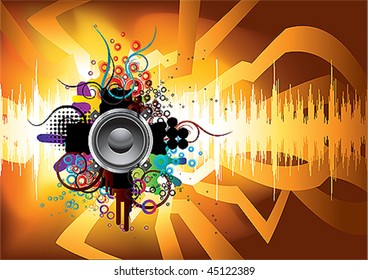 Abstract template with a sound wave and the speaker.