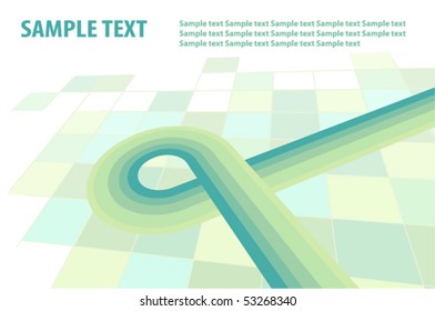 Abstract template with striped green line. Vector