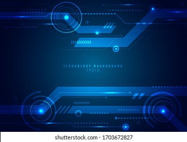 Abstract template technology futuristic geometric circle concept digital innovation blue background. Hi-tech communication. Vector illustration