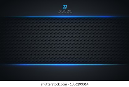 Abstract template technology style metallic blue shiny color black frame layout modern tech design background and dark metal texture. Modern futuristic concept. Vector illustration