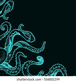 Abstract template with tentacles. Design element for cards, prints, invitations, quotes, posters and more. Vector