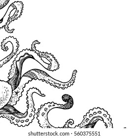 Abstract template with tentacles. Design element for cards, prints, invitations, quotes, posters, menu and more. Vector