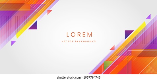 Abstract template triangles colorful vibrant geometric on white background. Modern design style with space for text. Vector illustration