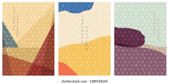 Abstract template vector. Colorful geometric background in Japanese pattern.