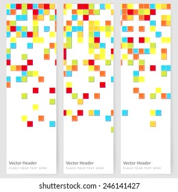 Abstract template vertical banner with color square pattern