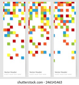 Abstract template vertical banner with color square pattern