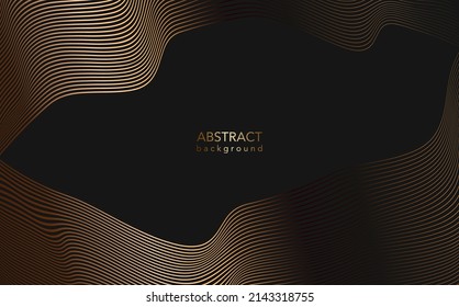 Resumen La plantilla deformó el fondo de rayas de oro horizontal. Patrón de líneas onduladas curvadas de vectores. Nuevo estilo para su diseño de negocio. Gráfico de patrón de línea retro dorado en negro 