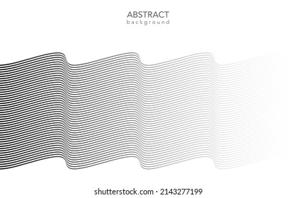 Abstract Template warped horizontal Striped Background. Vector curved twisted slanting, waved lines pattern. Brand new style for your business design. Gradient retro line pattern design. Monochrome 