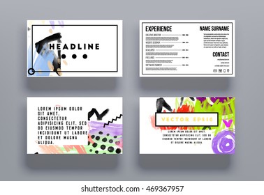 Abstract template with watercolor elements for business designs and backgrounds. All aquarelle elements are monochrome and easy to recolor.