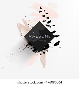 Abstract template with watercolor elements for business designs and backgrounds. All aquarelle elements are monochrome and easy to recolor.