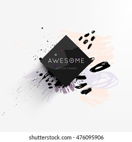 Abstract template with watercolor elements for business designs and backgrounds. All aquarelle elements are monochrome and easy to recolor.