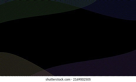 Abstract template wave lines pattern on black background. Vector graphic illustration.