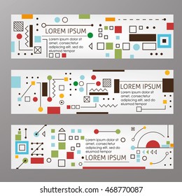 Abstract Template Web Banner Squares and lines. Vector image.