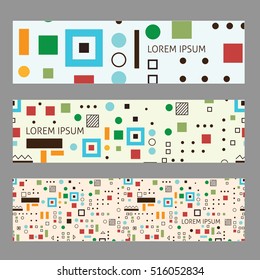 Cuadrados y líneas de la pancarta Web de plantilla abstracta. Imagen vectorial.