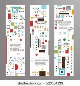 Quadrados e linhas do banner da Web do modelo abstrato. Imagem vetorial.