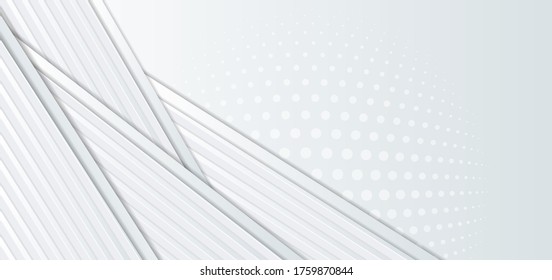 Abstract template white and gray triangle geometric overlap layer on halftone white background. You can use for ad, poster, template, business presentation. Vector illustration