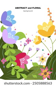 Abstract template. Written Abstract and Floral, background. Contemporary collage with organic shapes and lines. Vector Illustration.
