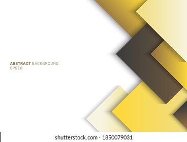 Abstract template yellow square with shadow overlapping layer on white background space for your text. Geometric design backdrop. Vector illustration