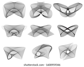 Abstract templates with curved lines set. Wavy blended simple background