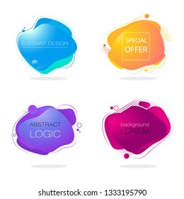 Abstract templates. Original fluide combination. Gradient modern style abstraction with composition made of various rounded shapes in actual color palette. Vector isolated illustration.