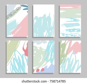 Abstract templates. Set of card with hand drawn background, for invitation, business contemporary design, placards, flyer, posters, banners, wrapping, wallpaper