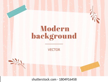 Abstract templates with space for text in pastel colors. Striped pink background. Minimal stylish cover for branding design. Vector Illustration