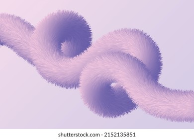 Abstract tender hairy wave illustration. Fluffy gradient liquid shape background