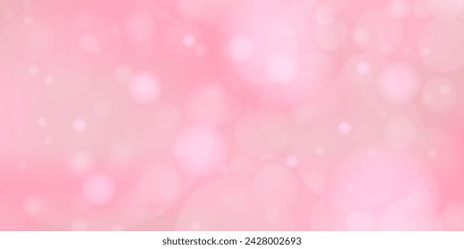 Fondo bokeh rosa pastel tierno abstracto con burbujas de luz blanca. Fondo de cielo nublado de coral de ensueño con efecto de gotas borrosas para su diseño, banner