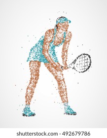 Abstract tennis player of colorful circles. Vector illustration.