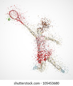 Abstract Tennis Player, Kick The Ball. Eps 10