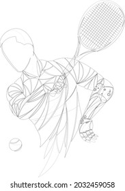 Abstrakter Tennisspieler mit Schläger. Tennis live, Tennisschuhe