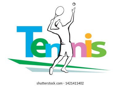 abstract tennis sport vector silhouette of a tennis player