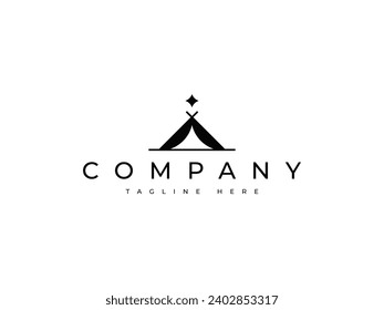 abstract tent camping outdoor logo design