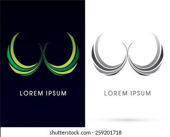 Abstract Tent, mountain, designed using green line, logo, symbol, icon, graphic, vector.